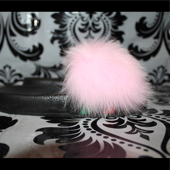 Children's Fox Fur Slides - Picture 2 of 3